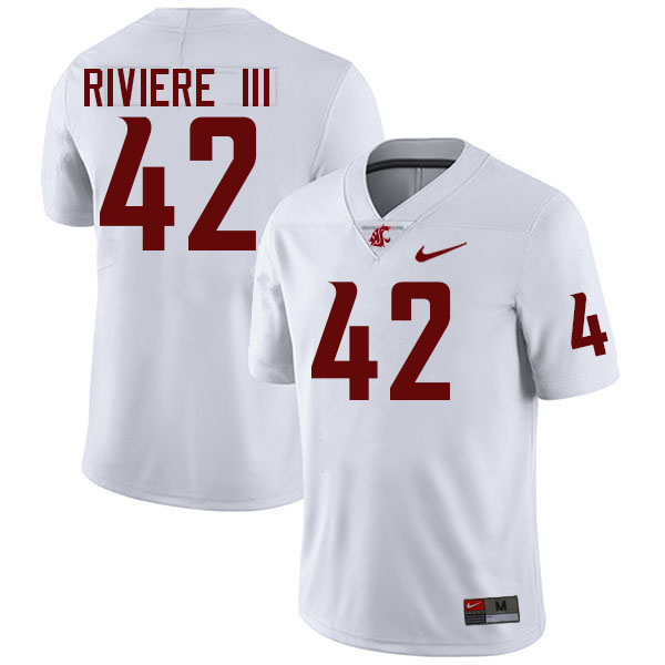 Men #42 Billy Riviere III Washington State Cougars College Football Jerseys Stitched-White